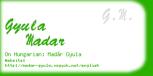 gyula madar business card